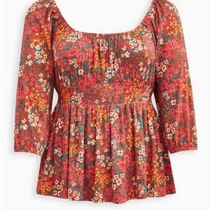 Torrid Textured Jersey Smocked Waist Top Women’s SZ 1 Plus